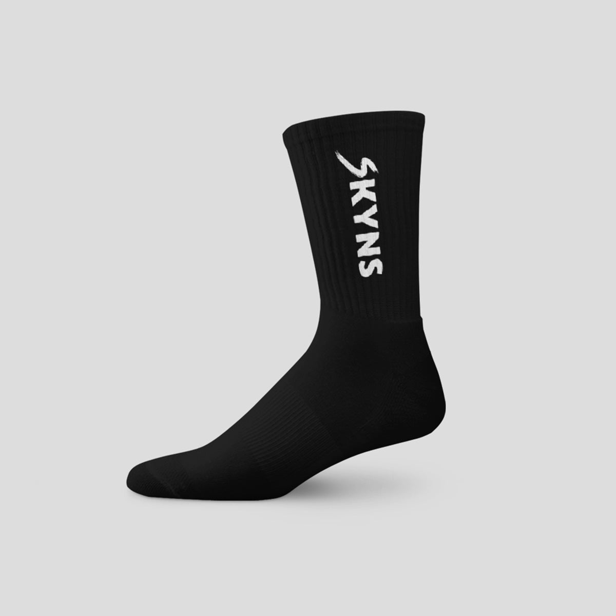 M1 Black Ribbed Calf Sock - 'White Logo'
