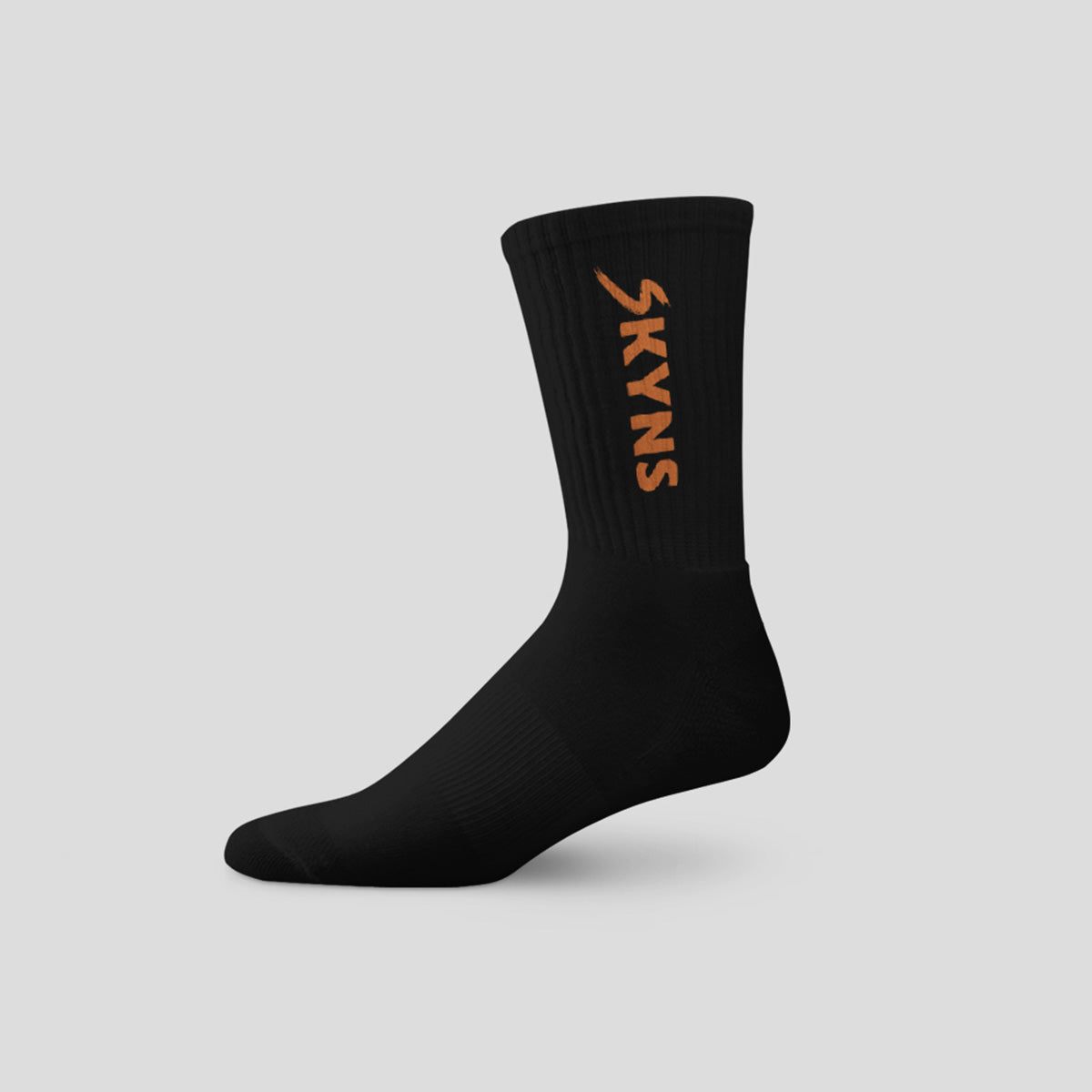 M1 Black Rib Calf Sock - 'Caramel Logo'